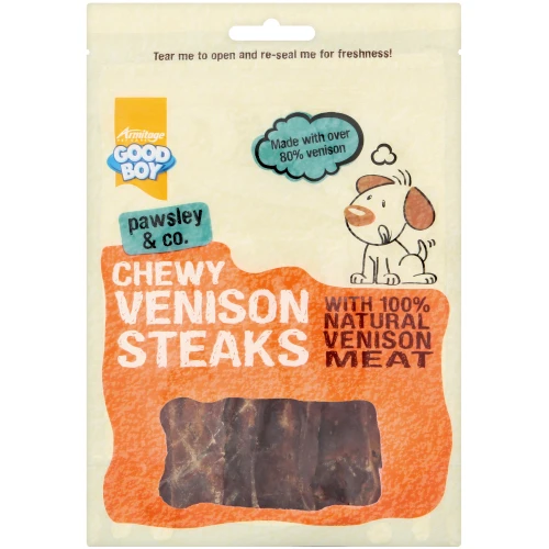 Good Boy Pawsley & Co Chewy Venison Steaks Dog Treats 4 Good Boy Pawsley & Co Chewy Venison Steaks Dog Treats - Image 2
