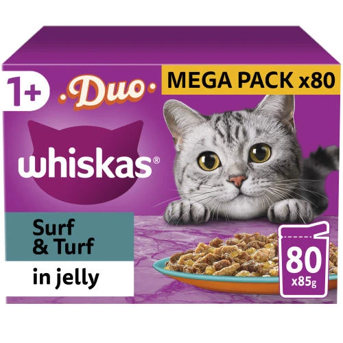 Whiskas 1+ Duo Surf & Turf In Jelly Wet Adult Cat Food 4 Whiskas 1+ Duo Surf & Turf In Jelly Wet Adult Cat Food - Image 2