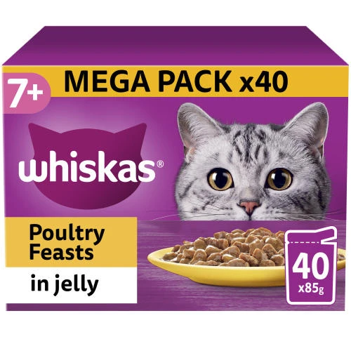 Whiskas 7+ Poultry Feasts In Jelly Wet Senior Cat Food 3 Whiskas 7+ Poultry Feasts In Jelly Wet Senior Cat Food