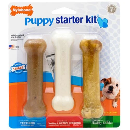 Nylabone Puppy Bone Starter Kit Chew Toy 3 Nylabone Puppy Bone Starter Kit Chew Toy