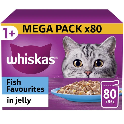 Whiskas 1+ Fish Favourites In Jelly Wet Adult Cat Food 4 Whiskas 1+ Fish Favourites In Jelly Wet Adult Cat Food - Image 2