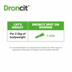 Vetoquinol Droncit Spot On Tapewormer Wormer For Cats -Pet Supply Store Droncit Spot On Dosage xmbyec