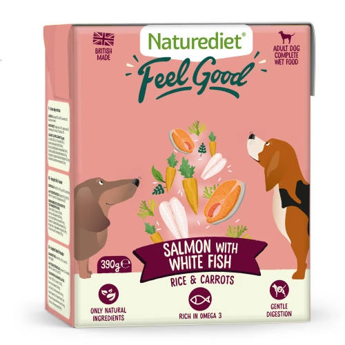 Naturediet Feel Good Salmon With White Fish Adult Wet Dog Food Cartons 3 Naturediet Feel Good Salmon With White Fish Adult Wet Dog Food Cartons
