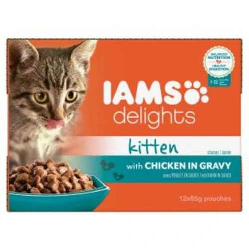 Iams Delights Chicken In Gravy Kitten & Junior Cat Food 3 Iams Delights Chicken In Gravy Kitten & Junior Cat Food