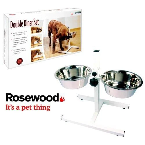 Rosewood Adjustable Double Diner Dog Bowl 3 Rosewood Adjustable Double Diner Dog Bowl