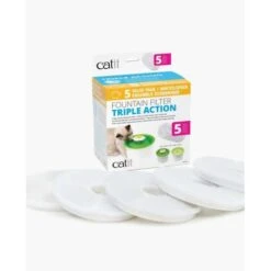 Catit Stainless Steel Flower Water Fountain For Cats -Pet Supply Store triple action filter 5pack 1 570x708 boo0md